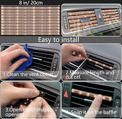 Miniatura 57 de NBTEPEM - Juego de 27 accesorios brillantes de automóvil para mujer, funda de volante de ajuste universal de 15'', marco para placa, soporte