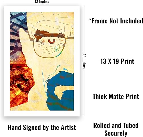 Miniatura 2 de CultClassicPosters Breaking Bad Walter White - Póster minimalista hecho a mano de 13 × 19 con silueta de Heisenberg, arte de pared de papel