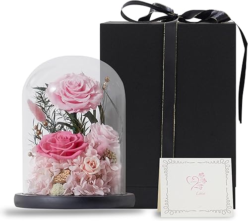 OnlyBloom Rosa real preservada en cúpula de cristal para siempre, regalo para su madre, novia, esposa, abuela en Acción de Gracias, Navidad,