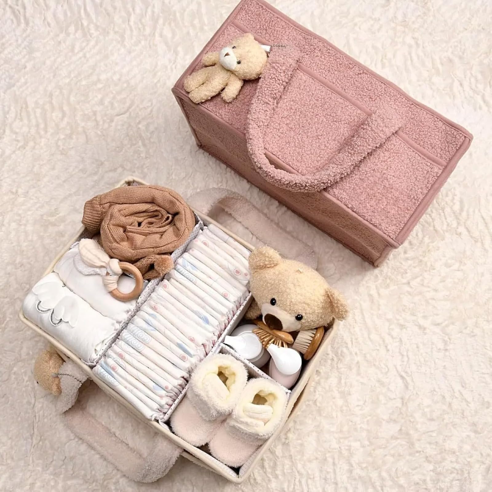 Générique Cestino portaoggetti per bambini, pannolini, nascita organizzatore, portatile per cestino, scomparto rimovibile