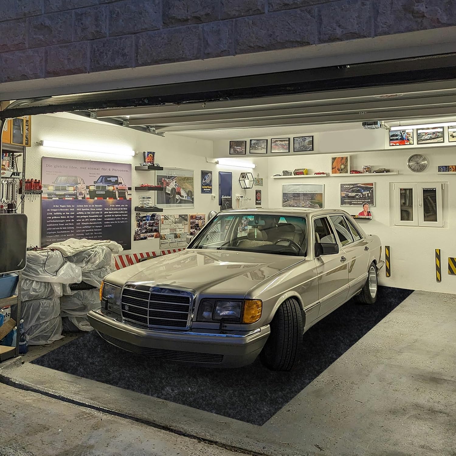 6.6'x 8.5' Garage Floor Mat & Oil Spill Mat, Heavy Duty Under Car Mat for Garage & Driveway, Protects Against Oil, Chemicals & Stains with TPE Anti-Leak Backing, Reusable & Washable