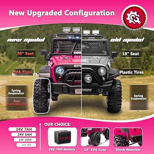 Miniatura 4 de Sopbost Camión de paseo de 12 V y 7 Ah coche eléctrico para niños con control remoto para padres puerto USB coche eléctrico alimentado por pilas con