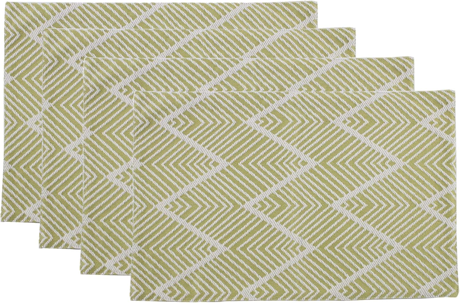 Fennco Styles Chevron Classic Cotton Blend Placemat Yellow 12 x18 Inch, Set of 4 - Dinner Placemats for Everyday Use, Banquets, Christmas, Special Events and Home Décor