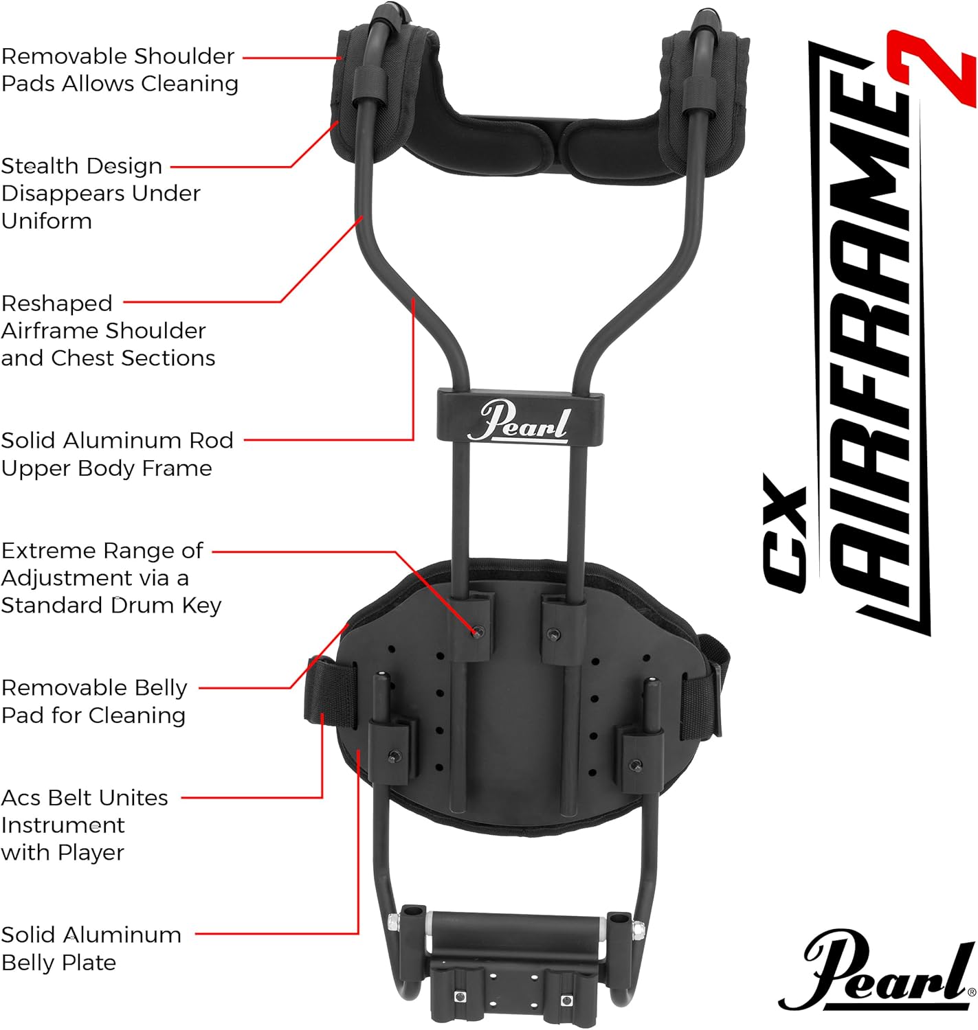 CX Airframe 2 Bass Drum Carrier w/ACS Belt for Marching Bass Drum