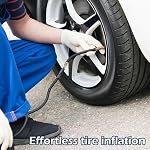 8.1" Flexible Tire Valve Extension Adapter with Cap, Rubber Tyre Inflator Extension Adaptor Air Extender for Most Auto E-Scooter Tractor Motorcycle Bike Car Spare Tire