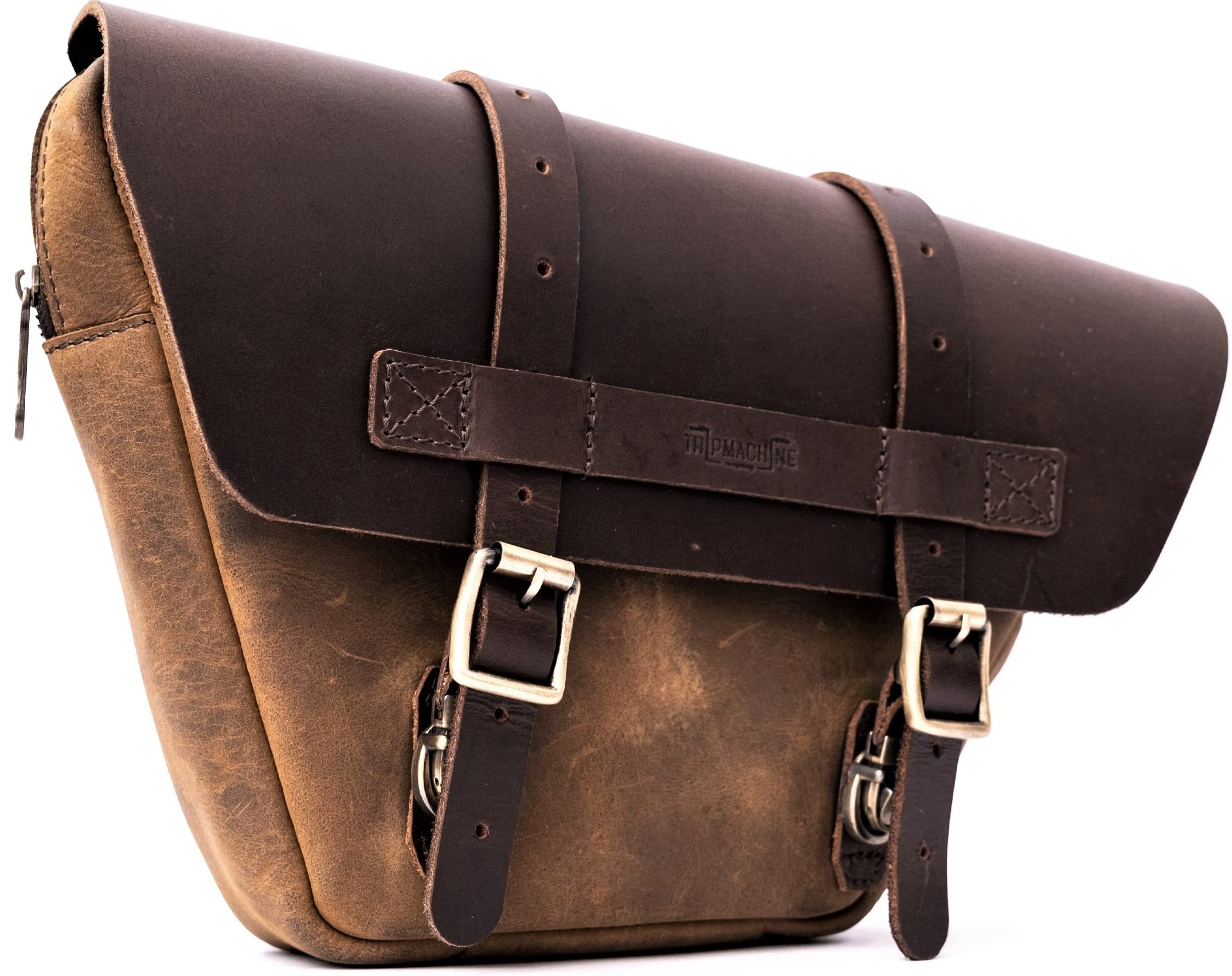 Trip Machine Company Wingman Side Panel Bag for Royal Enfield Interceptor 650 / Continental GT 650 (Dark Brown/Tobacco, Left Side)