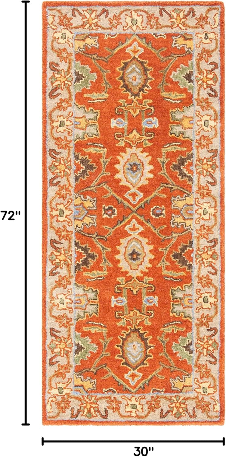 SAFAVIEH Heritage Collection Runner Rug - 2'6" x 6', Rust & Beige, Handmade Traditional Oriental Wool, Ideal for High Traffic Areas in Living Room, Bedroom (HG734D)