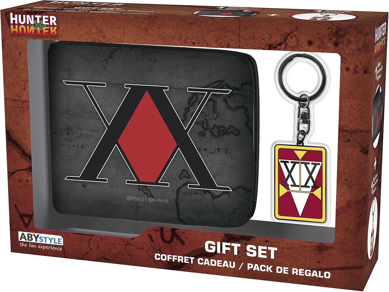 ABYSTYLE Hunter X Hunter Vinyl Bi-Fold Multipurpose Gon Wallet & Metal Keychain Gift Set 3.74" x 4" Money Credit Card Holders Anime Manga Accessories