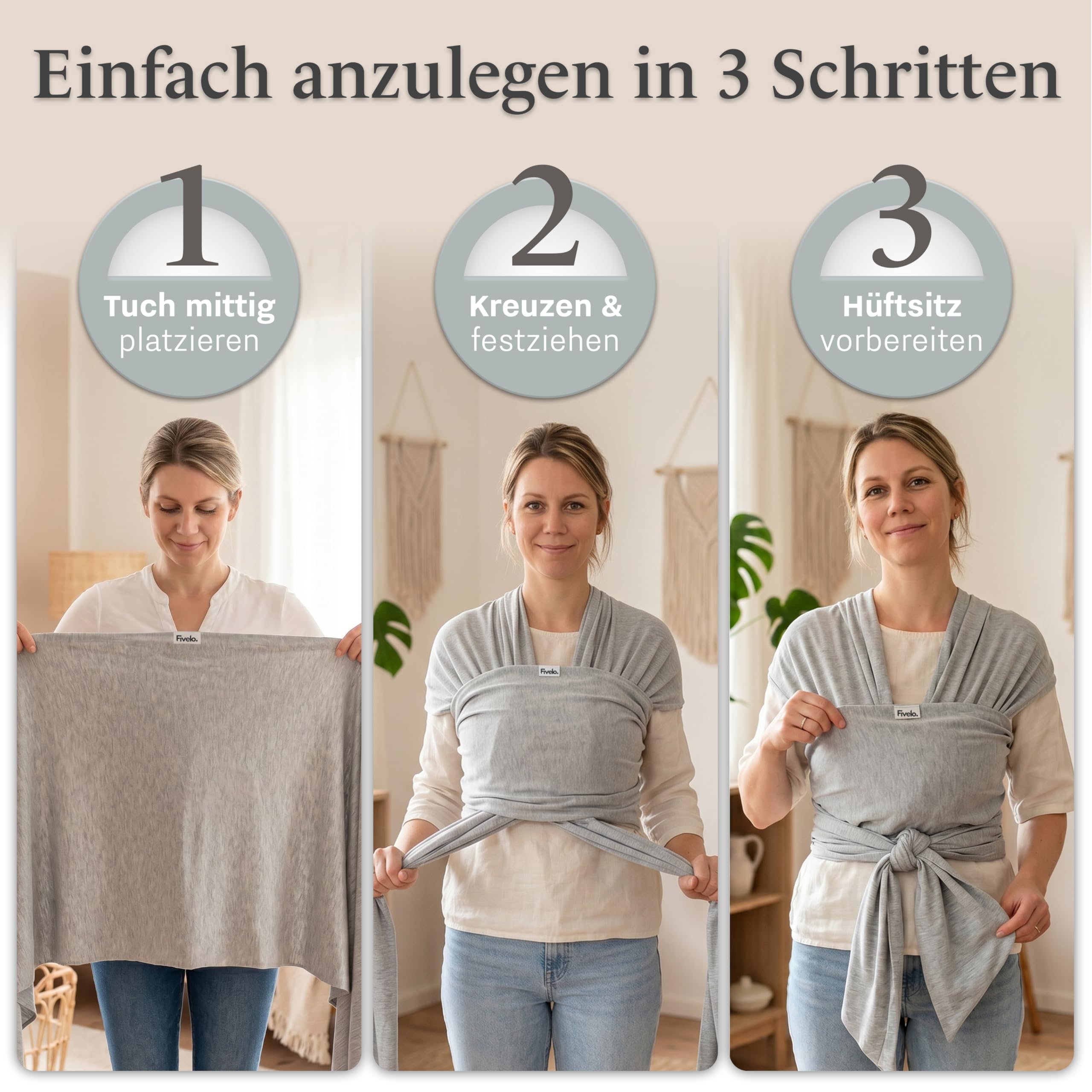 Babytragetuch, Tragetuch für Neugeborene und Baby aus 95% Baumwolle