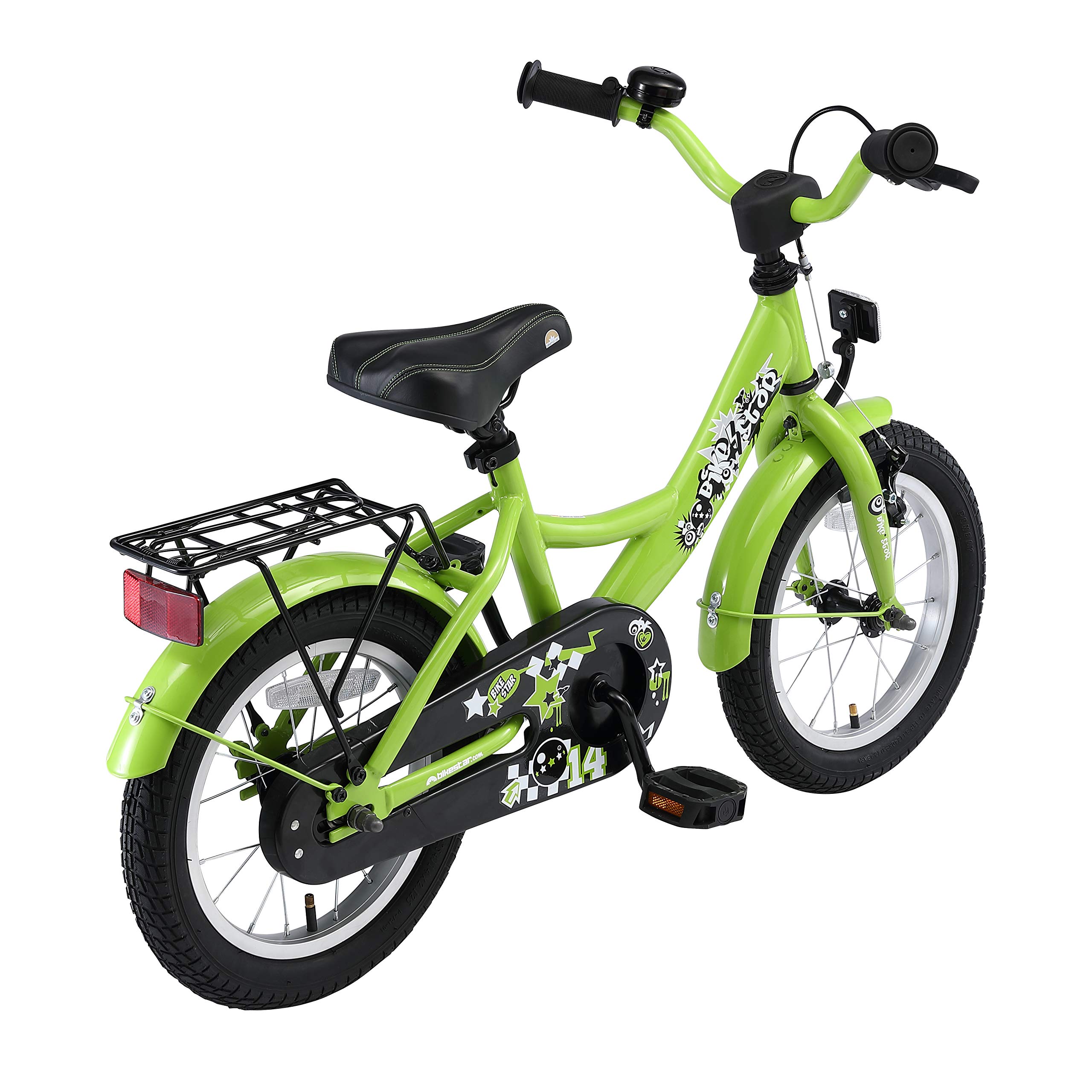 kinderfahrrad bikestar für Jungen ab 4 Jahre | 14 Zoll Kinderrad Classic | Fahrrad für Kinder Grün Verschlussclip Option:ohne Verschlussclip M6S Kann man ein Crossbike