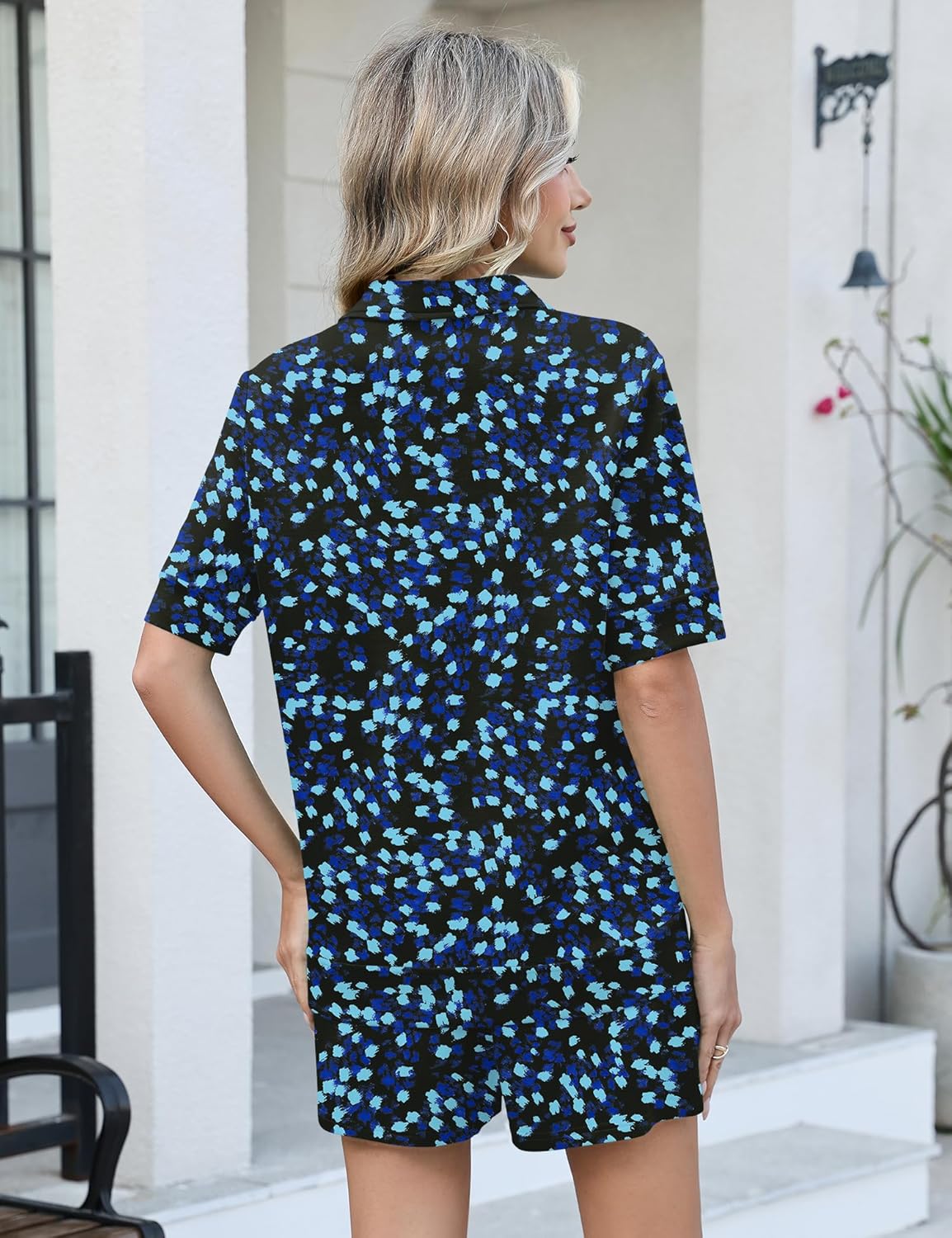 LOMON Womens Two Piece Sets Summer Shorts Matching Lounge Sets Half Sleeve Polo Sweatsuit Airport Travel Outfit Clothes - Image 4