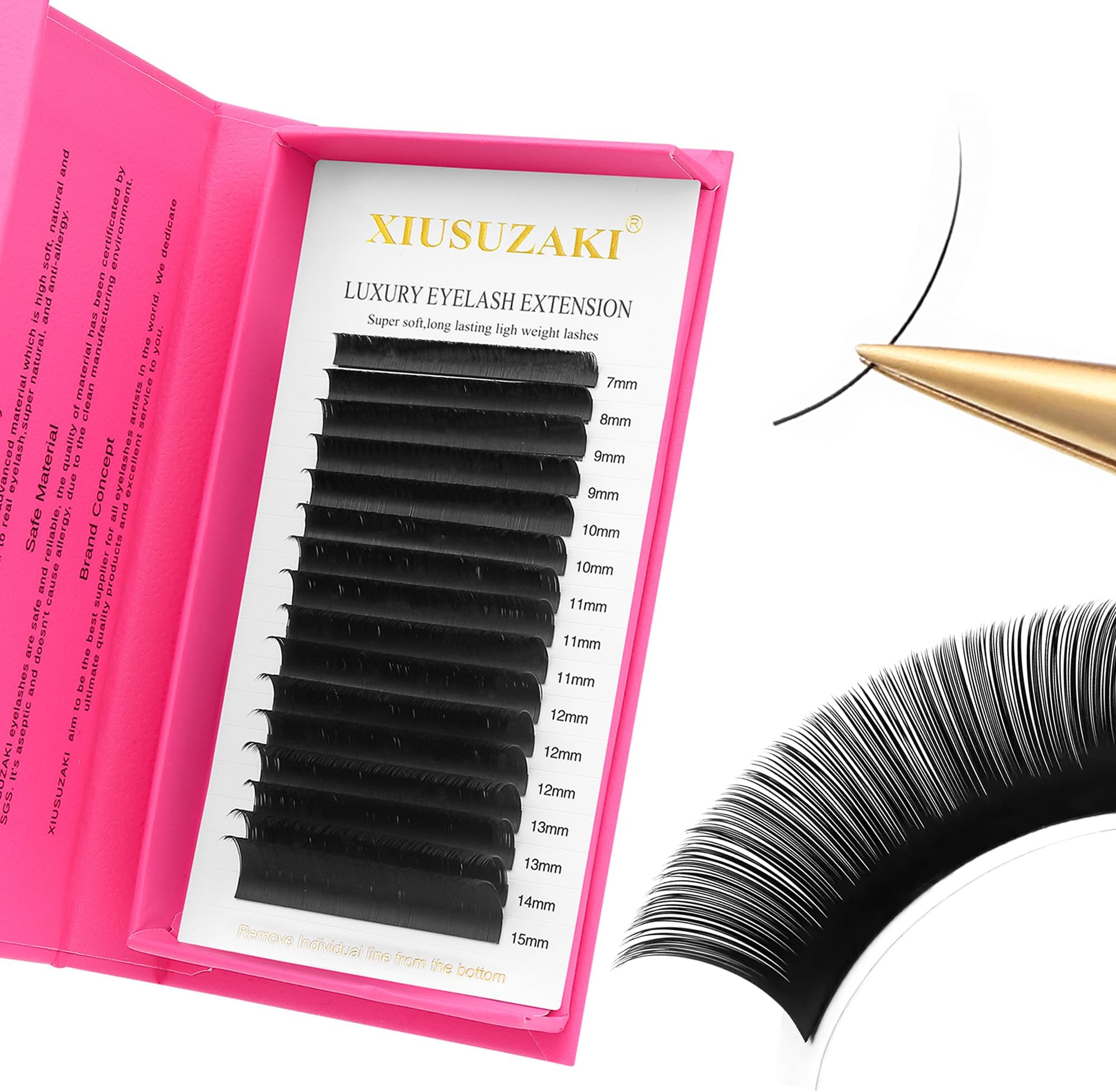 Eyelash Extensions 0.03mm Thickness Volume Lash Extensions CC Curl Lashes Mix 7-15mm Pesta as Pelo a Pelo Matte Black Volume Lashes Soft Lash Trays Individual Lashes Professional Use(0.03-CC,7-15mm)