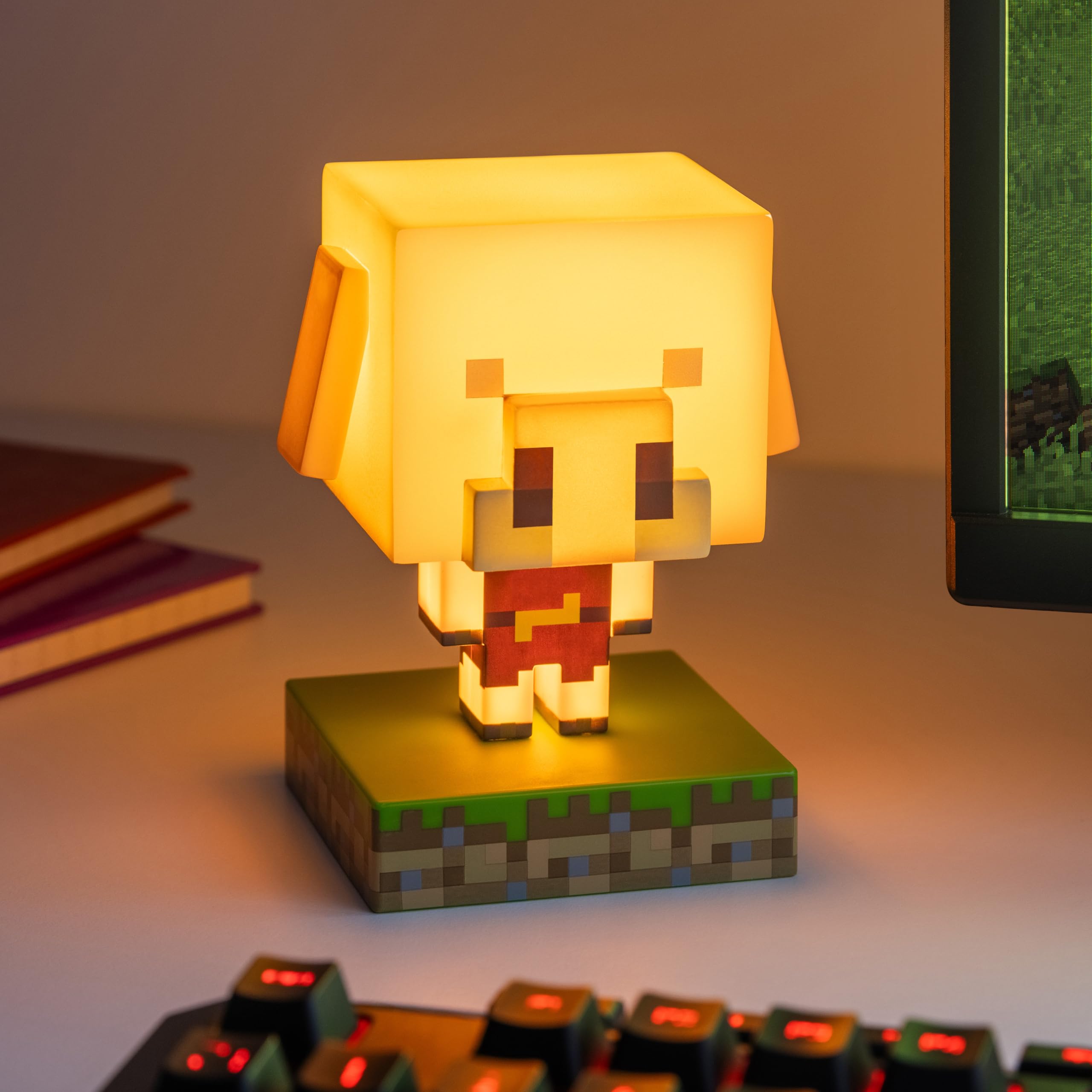 Paladone Minecraft Piglin Mini Icon Light, oficjalnie licencjonowana lampa LED do sypialni dziecięcych, pokoi gier i wystroju wnętrz, zasilana bateriami, kolekcjonerska