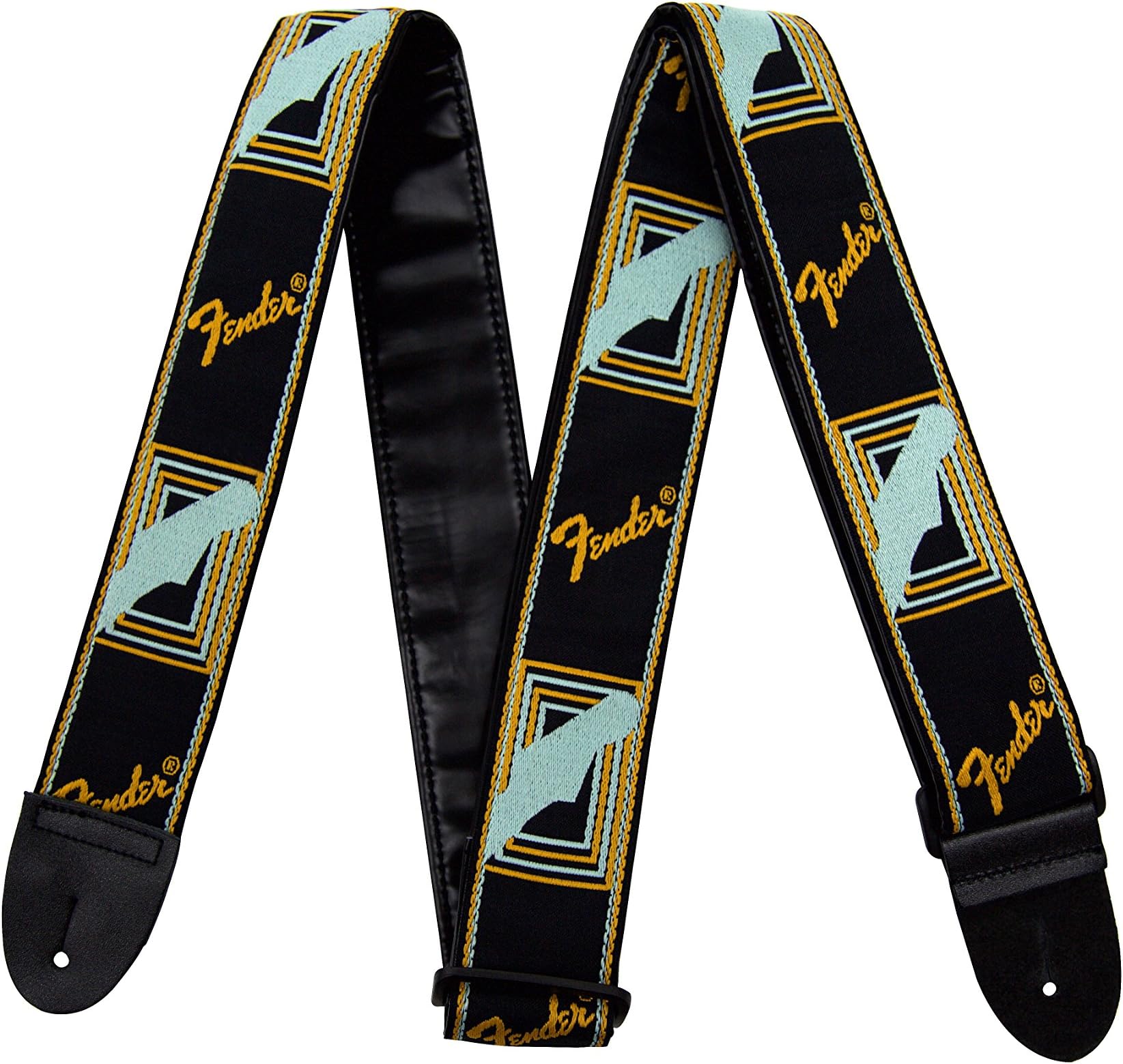 Fender USA Monogrammed Strap (Black/Yellow/Light Green)
