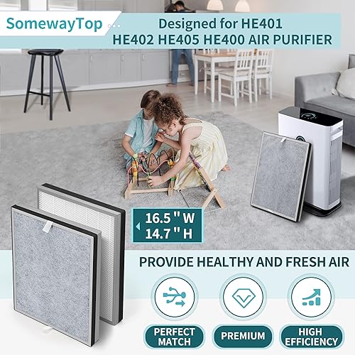 Miniatura 2 de 2 paquetes Reemplazo de filtro HE400 compatible con el purificador de aire Shark 4 Smart True HEPA Air Cleaner para el hogar, H13 HEPA, prefiltro
