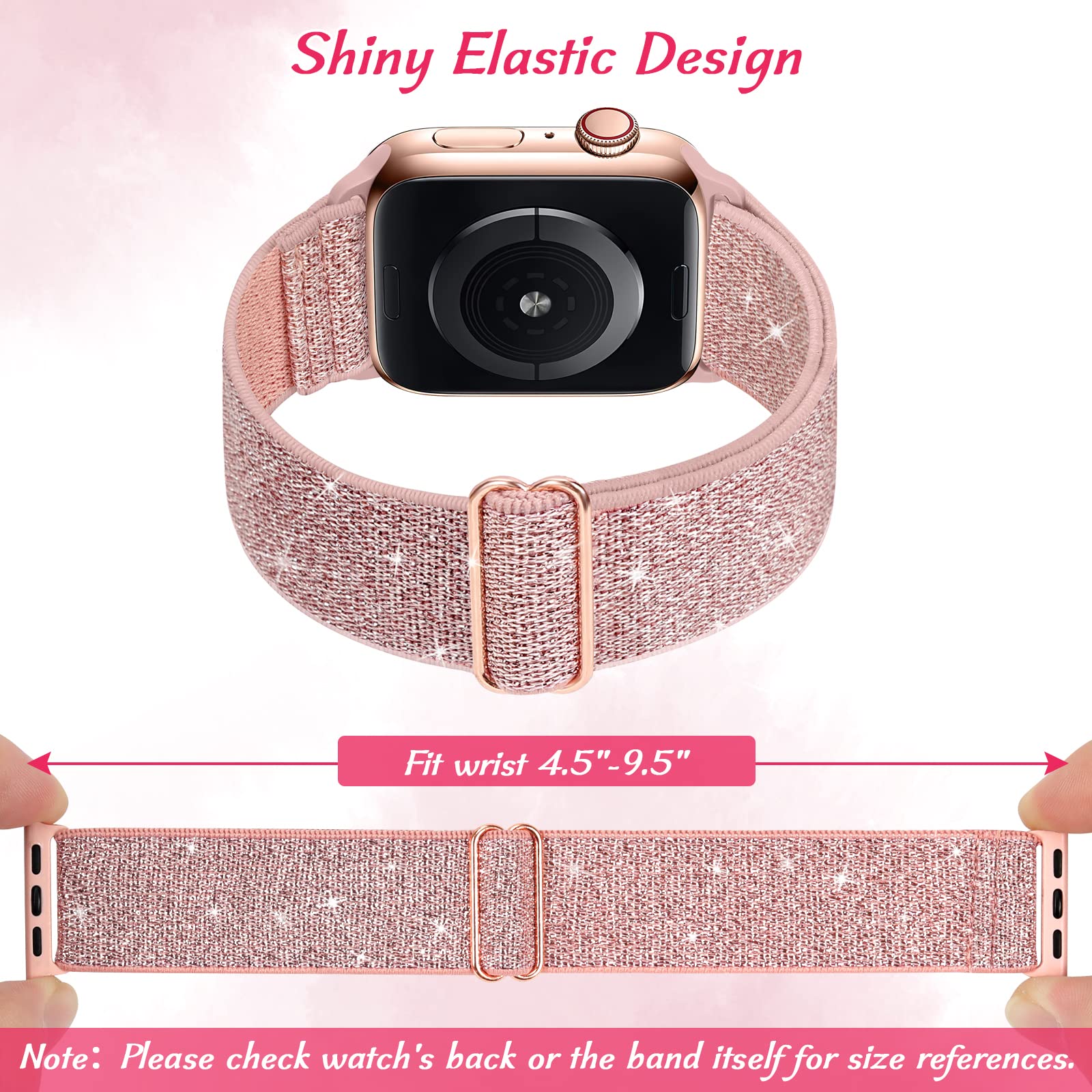 Stretchy Nylon Bling Straps Compatible with Apple Watch Strap 38mm 40mm 41mm 42mm 44mm 45mm 46mm 49mm - Image 3