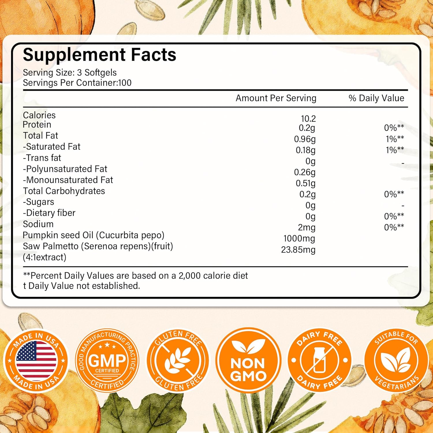 Cold Pressed Pumpkin Seed Oil & Saw Palmetto Softgels (1000mg) - 2-in-1 Formula for Hair Growth, Skin Health & Prostate Support - 300 Count, Non-GMO Natural Supplement - Image 6