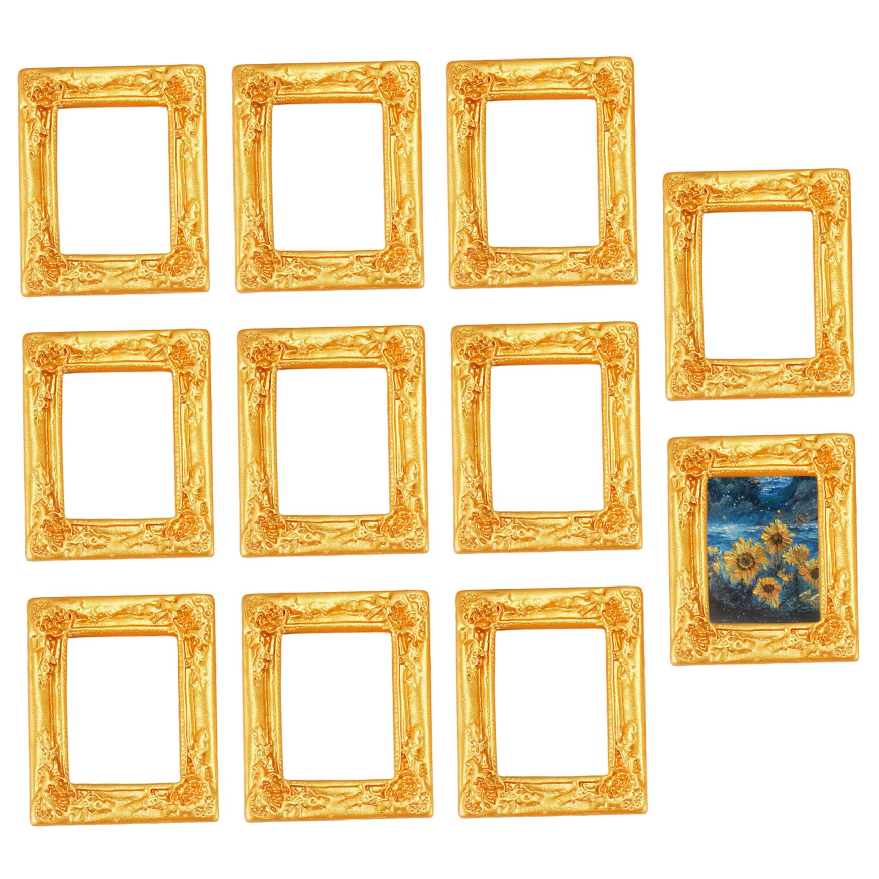 Comebachome Golden 10Pcs Mini Gold Frames, Baroque Vintage Resin Mini Picture Frames For Diy Photo Holiday Party Wedding Decoration, Zuhause Gebrauch