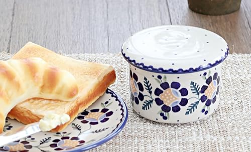 Miniatura 6 de Plato de mantequilla francesa Elizabeth de cerámica polaca Blue Rose