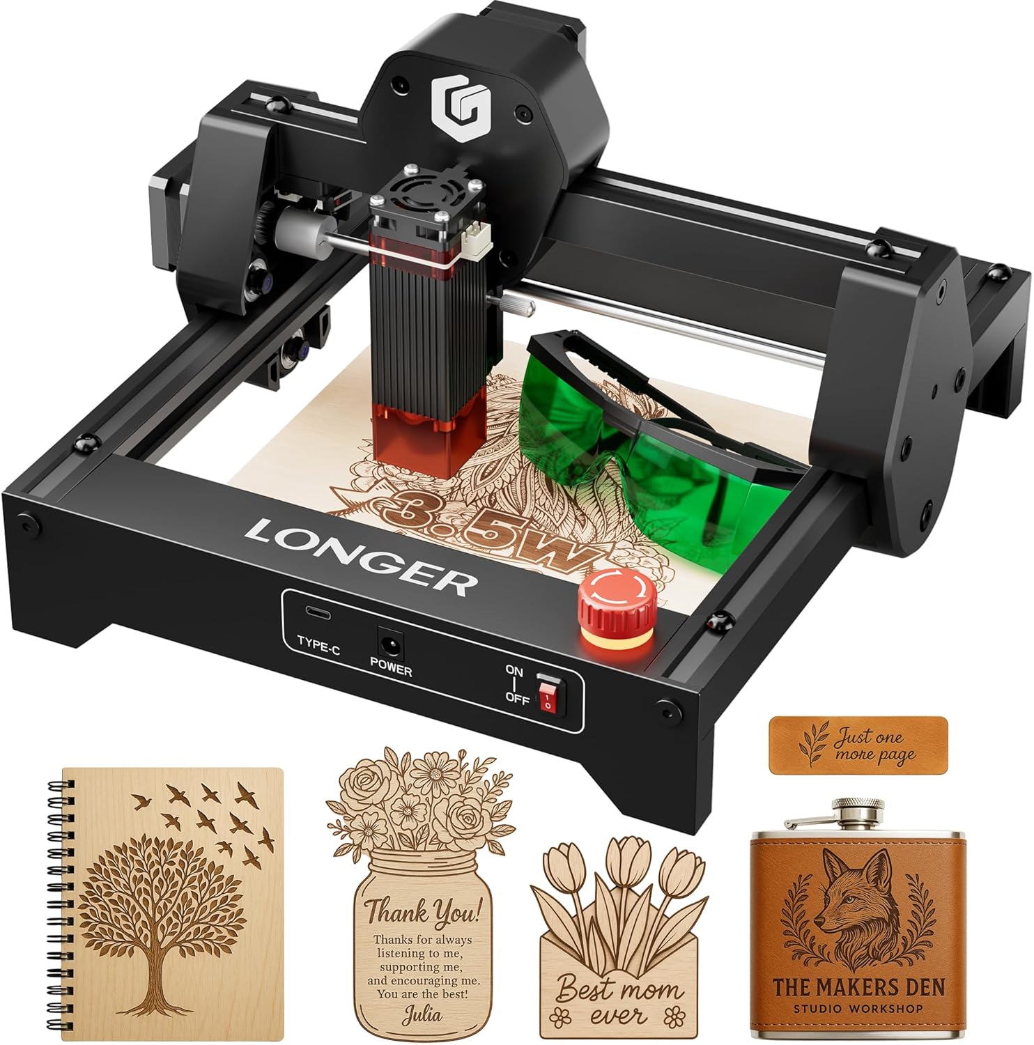 LONGER RAY5 Laser Engraver 3500mW High Precision 0.04 * 0.04mm Laser Cutter and Engraving Machine 130x140mm Working Area Laser Cutter for Wood Metal Acrylic Glass 3.5w