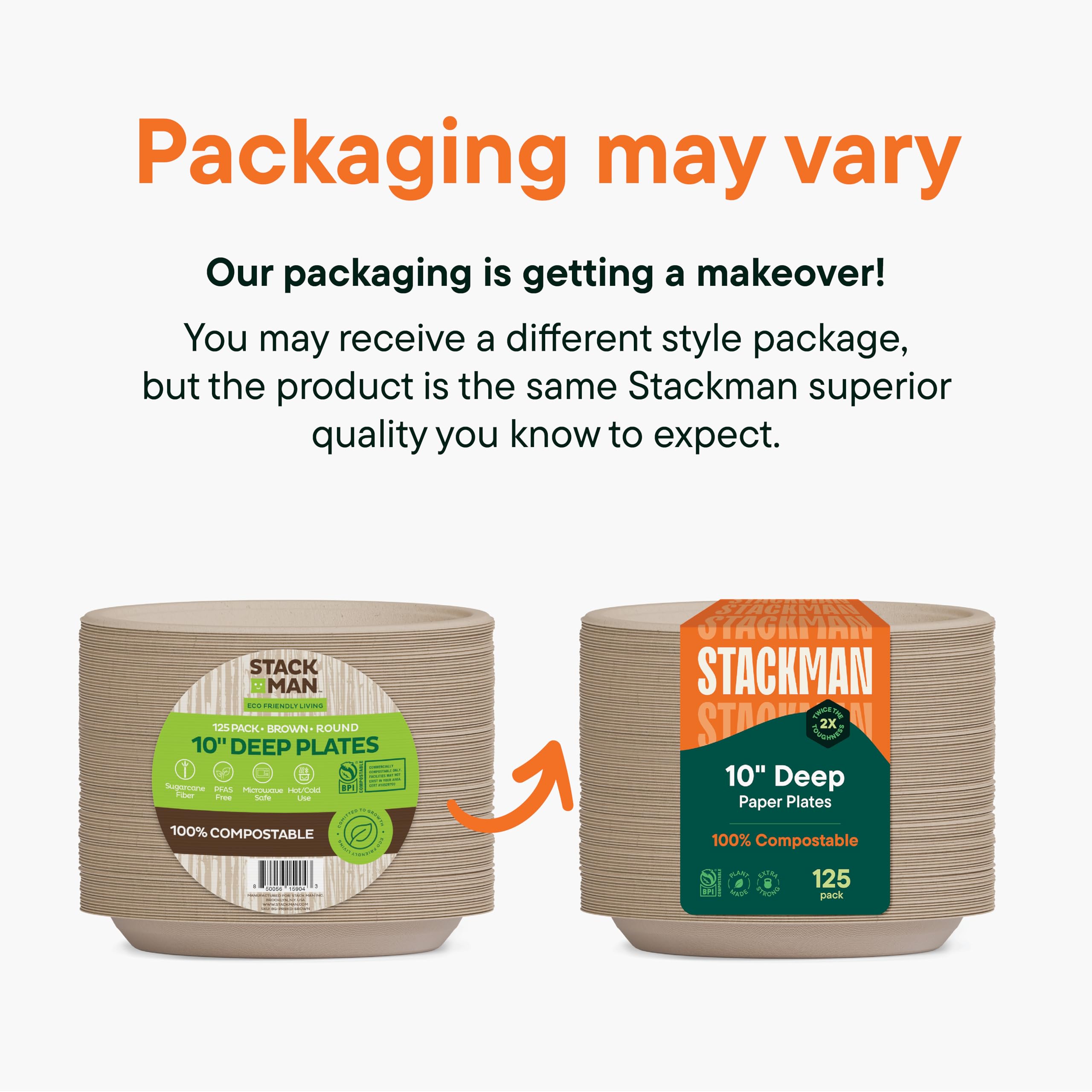 Joyborn Lot De 125 Assiettes En Carton 100 % Compostables, 25,4