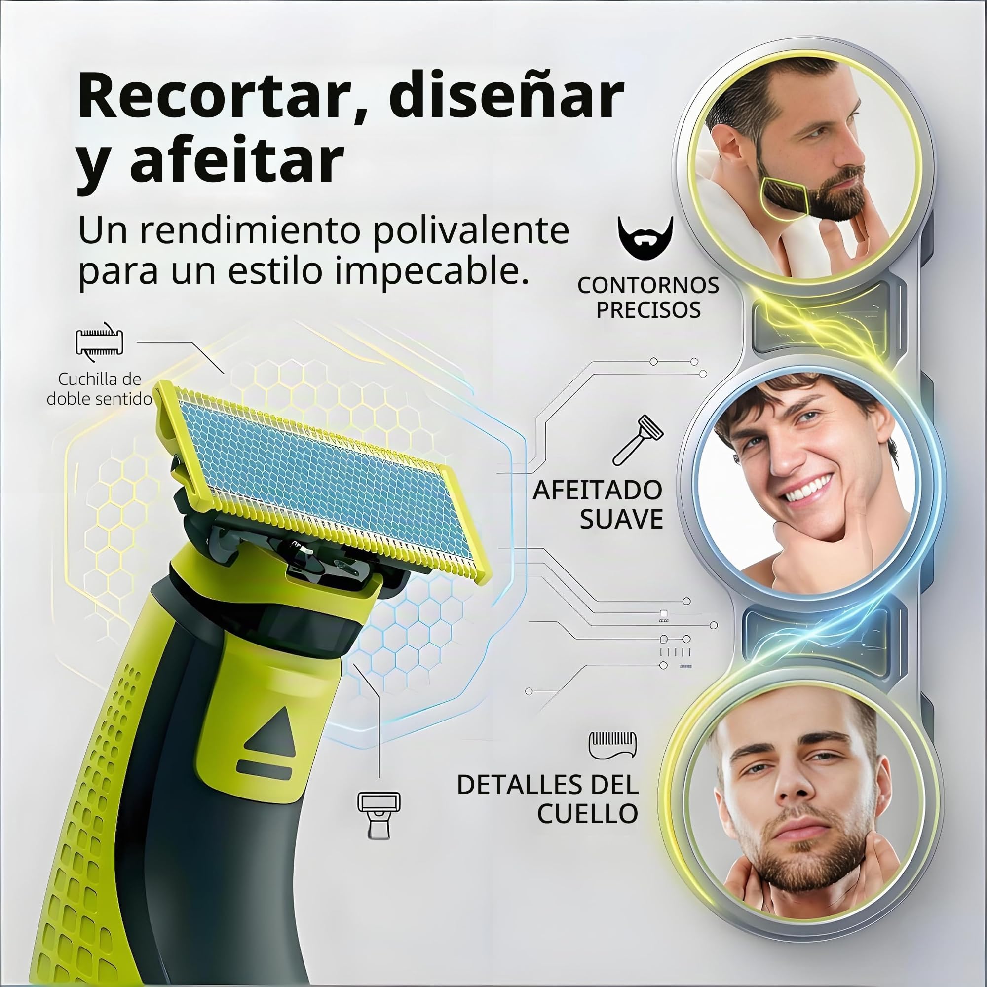 Juego de 2/3/4/6 cuchillas de repuesto de acero inoxidable compatibles con todos los modelos OneBlade - Cuchillas antifricción (4)