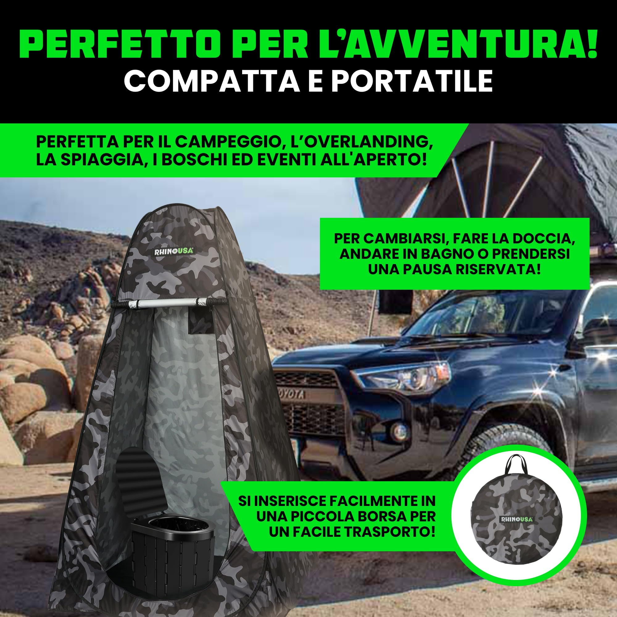 Rhino USA Tenda portatile pop up per cambiare privacy, doccia da campeggio all'aperto, toilette da campeggio, riparo dalla pioggia per spiaggia e campeggio, leggera e robusta, installazione istantanea