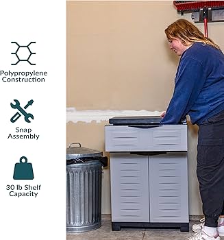 Sagggキャビネット Amazon.com: Sunnydaze Plastic Garage Storage Cabinet with