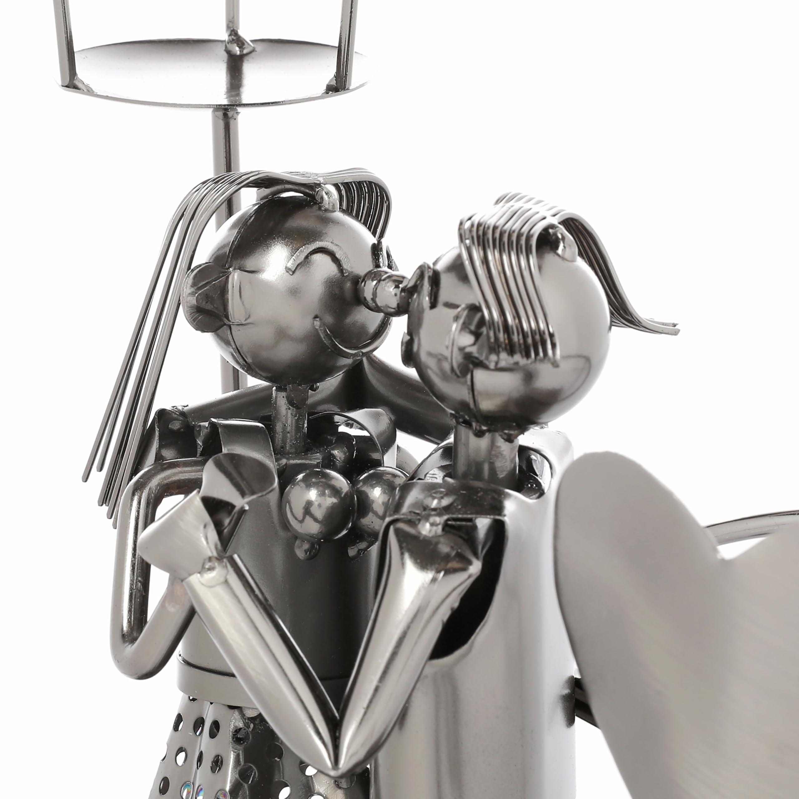 Nordstern Portabottiglie coppia danzante con lanterna per candela - Portabottiglie con biglietto di auguri come regalo di coppia per matrimonio o fidanzamento - 4