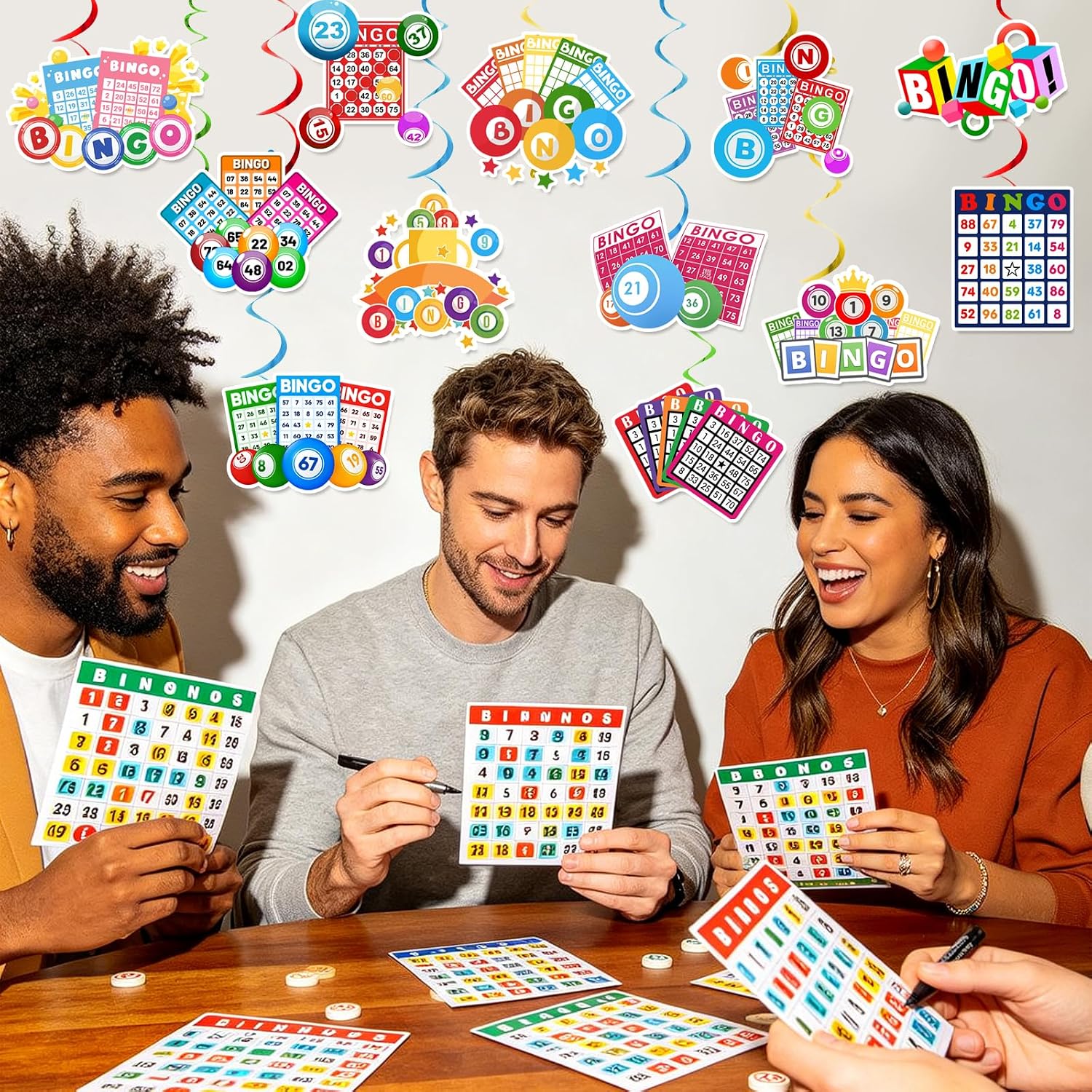 Bingo Decorations Hanging Swirls: Billiards Winning Ball Gold Coins Game Time Party Supplies Bingo Game Night Champion Birthday Carnival Events