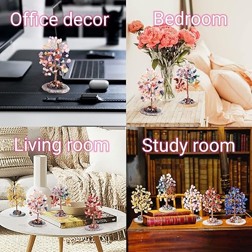 Miniatura 3 de Árbol de cristal natural multicolor con cristales de ágata para árbol de dinero, alambre de cobre, piedra de árbol de la vida, atrae la suerte para