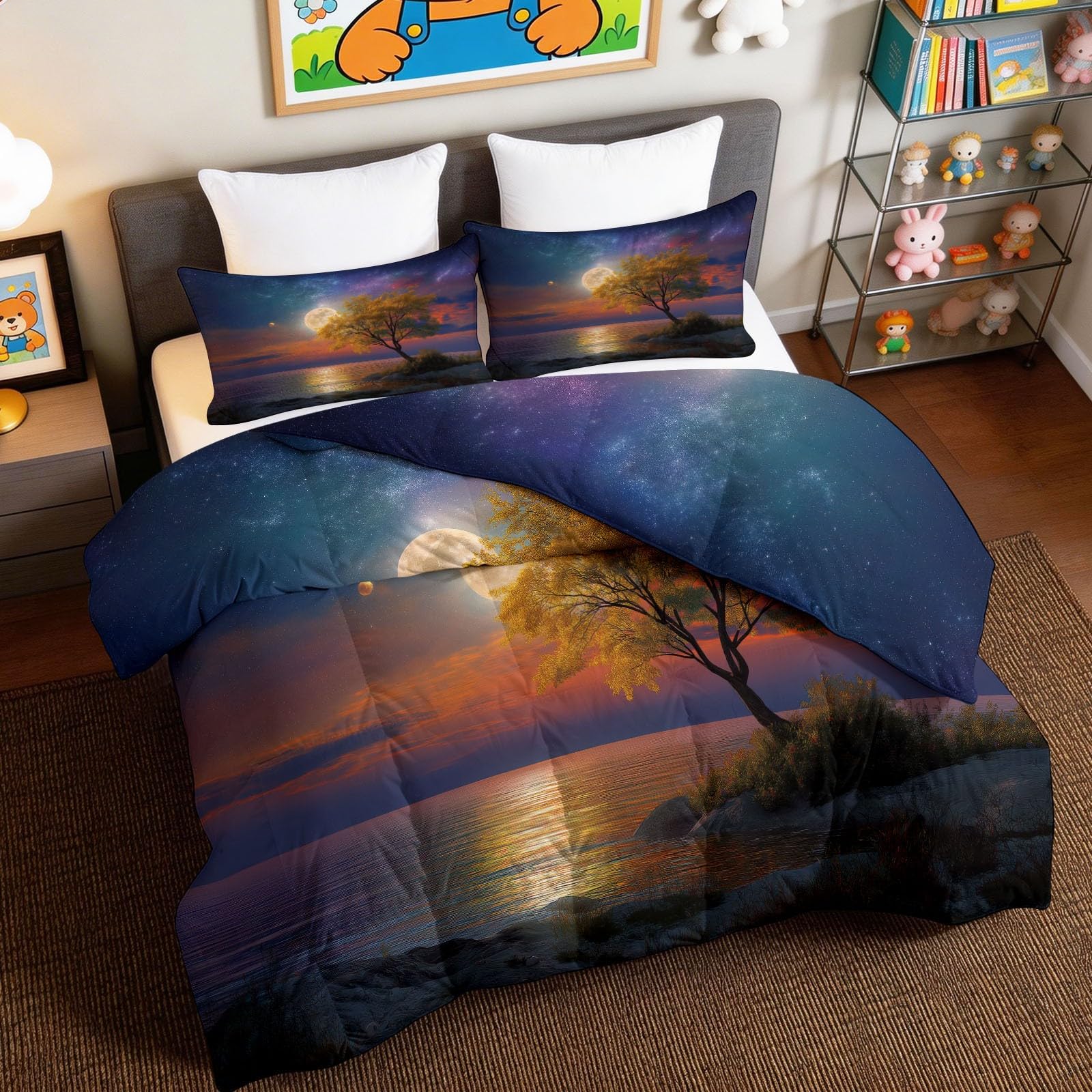 Edredón ligero para todas las estaciones de 200x200 cm reversible con vista nocturna