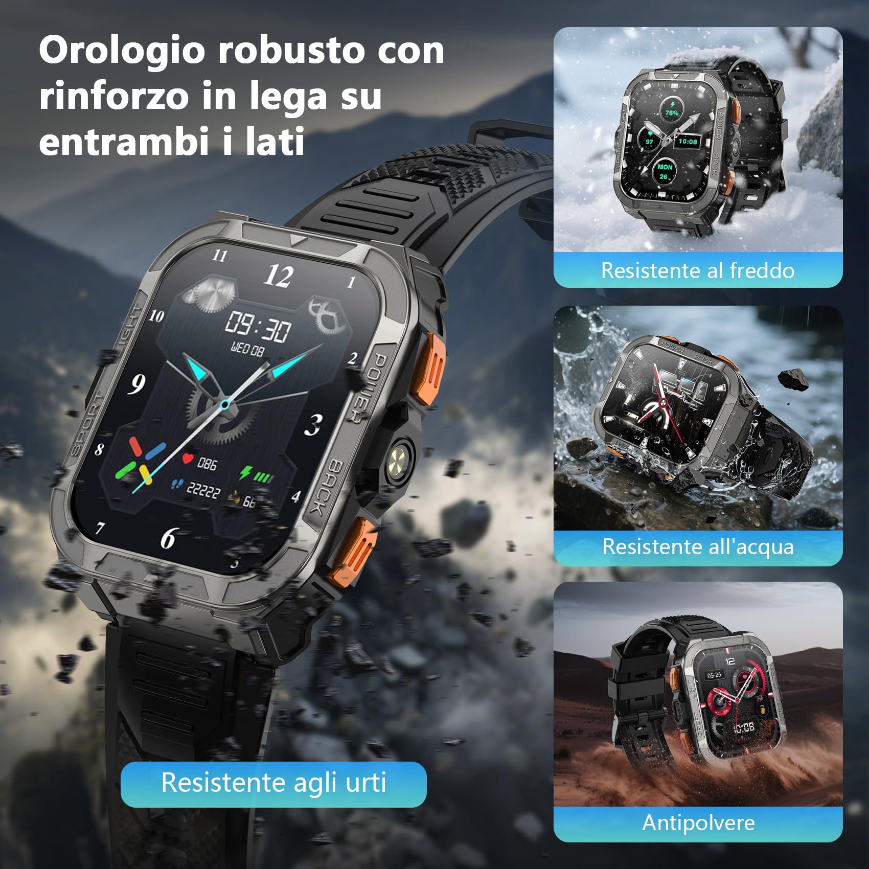 Blackview Smartwatch Uomo, Orologio Intelligente Fitness con Chiamate Bluetooth, 1.91" GPS Smartwatch Militare Uomo 115+ Modalità Sportive, Cardiofrequenzimetro, SpO2, Torcia, Bussla per Android iOS