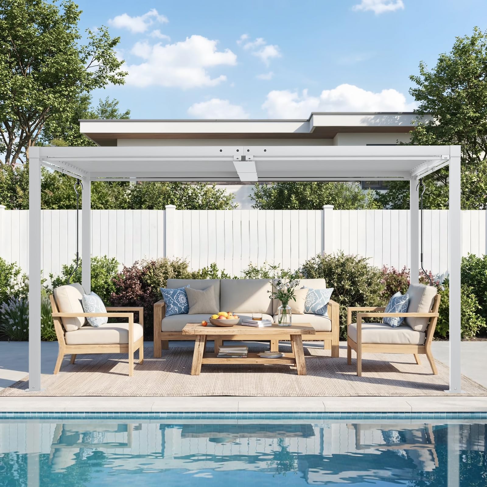 Photo 1 of SAILARY Louvered Pergola 10' x 13', Outdoor Aluminum Pergola with Reinforced Steel Roof, Heavy-Duty Hardtop Gazebo for Patio Deck, Weatherproof Sun Shade Shelter, White