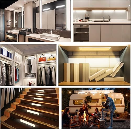 Miniatura 6 de Sinocand 88 luces LED con sensor de movimiento, iluminación debajo del mostrador, luces inalámbricas recargables por USB para armario, armarios,