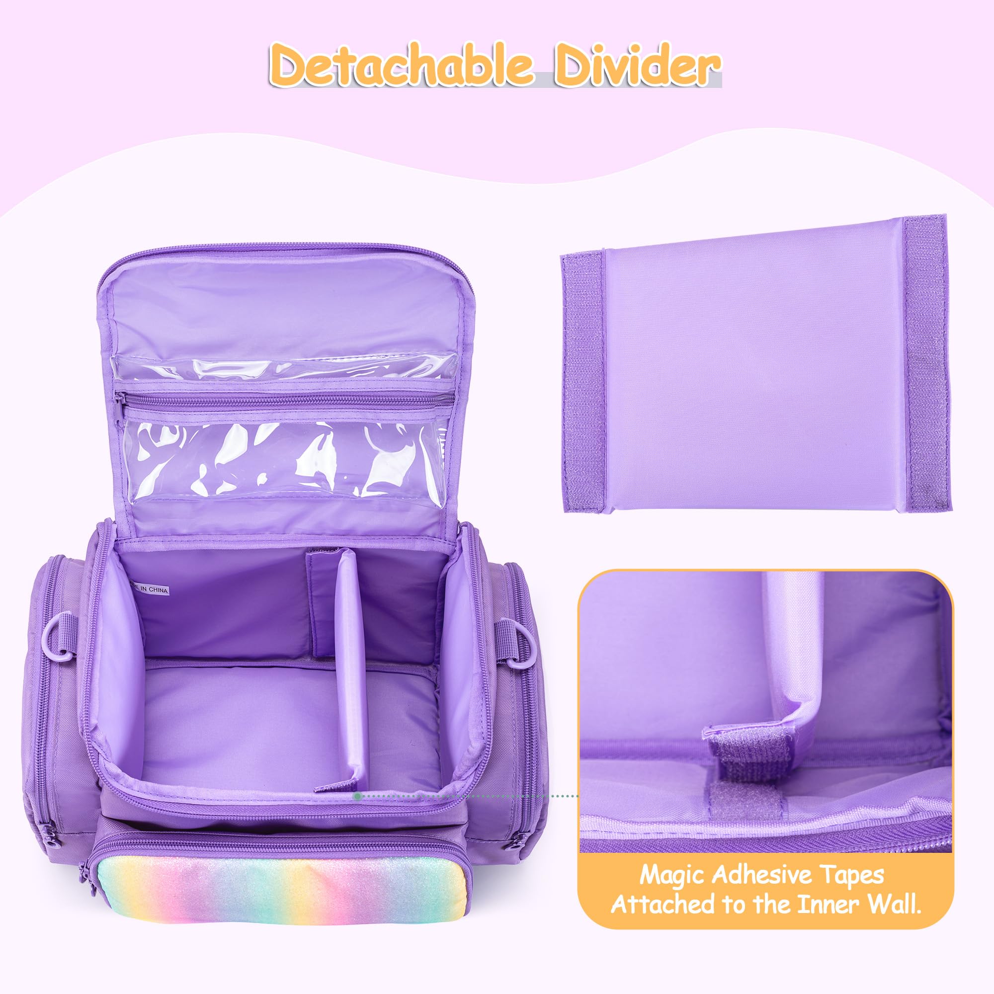LoDrid Étui de Voyage Compatible avec Toniebox 2/1, étui de Transport pour Lecteur Audio avec bandoulière et poignée, Sac de Rangement avec Plusieurs Poches pour Accessoires, Violet, Sac Uniquement