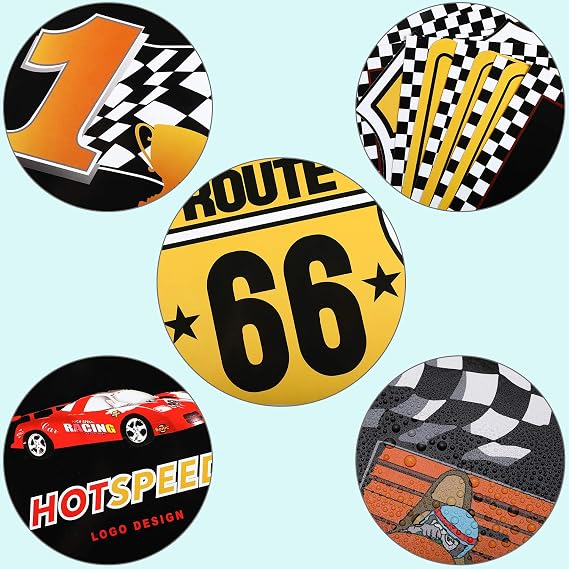 Gejoy 12 Pcs Race Car Party Signs Checkered Flags Cutouts Racing Theme
