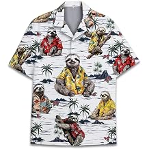 Funny Tropical Opposum Hawaiian Shirt for Men Women, Short Sleeve Button Up Relaxed Fit Casual Hawaiian Shirts for Adults