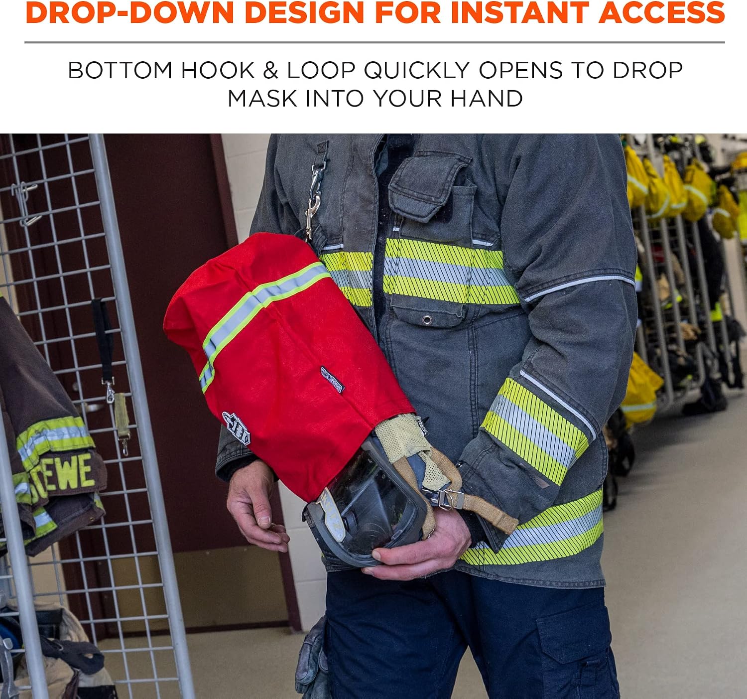 Ergodyne Arsenal 5082 Fireman's SCBA Respirator Firefighter Mask Bag for Air Pack with Drop Down Access for SCBA Mask,Red image 3