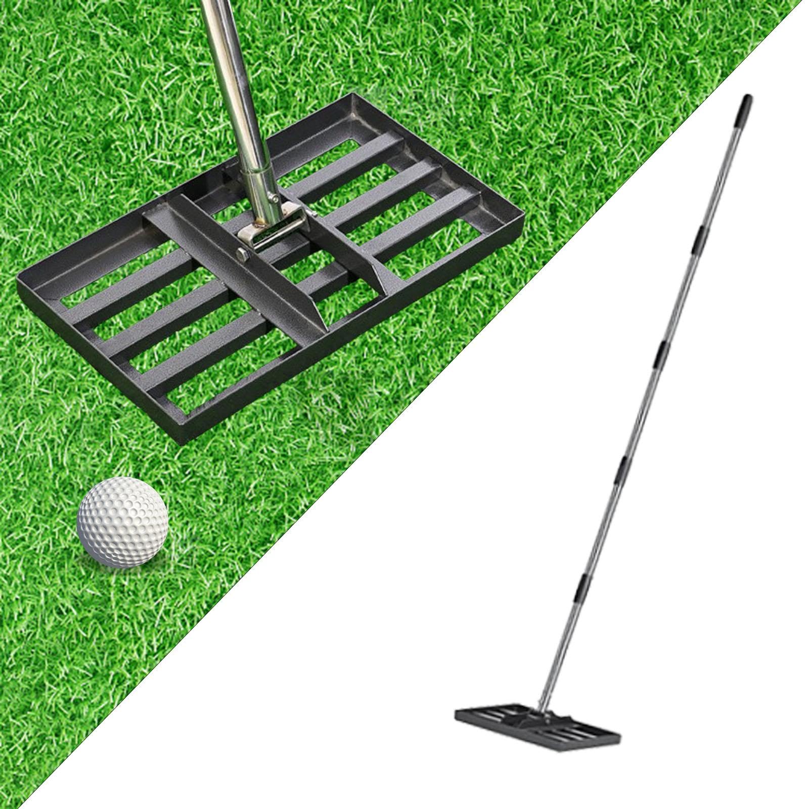 Golf Spianatore Prato Livellatore Attrezzo Acciaio Manico Ergonomico Rastrillo Adatto a Giardinaggio Manutenzione Campo da Golf Cortile Orto, Asta Corta a 5 sezioni