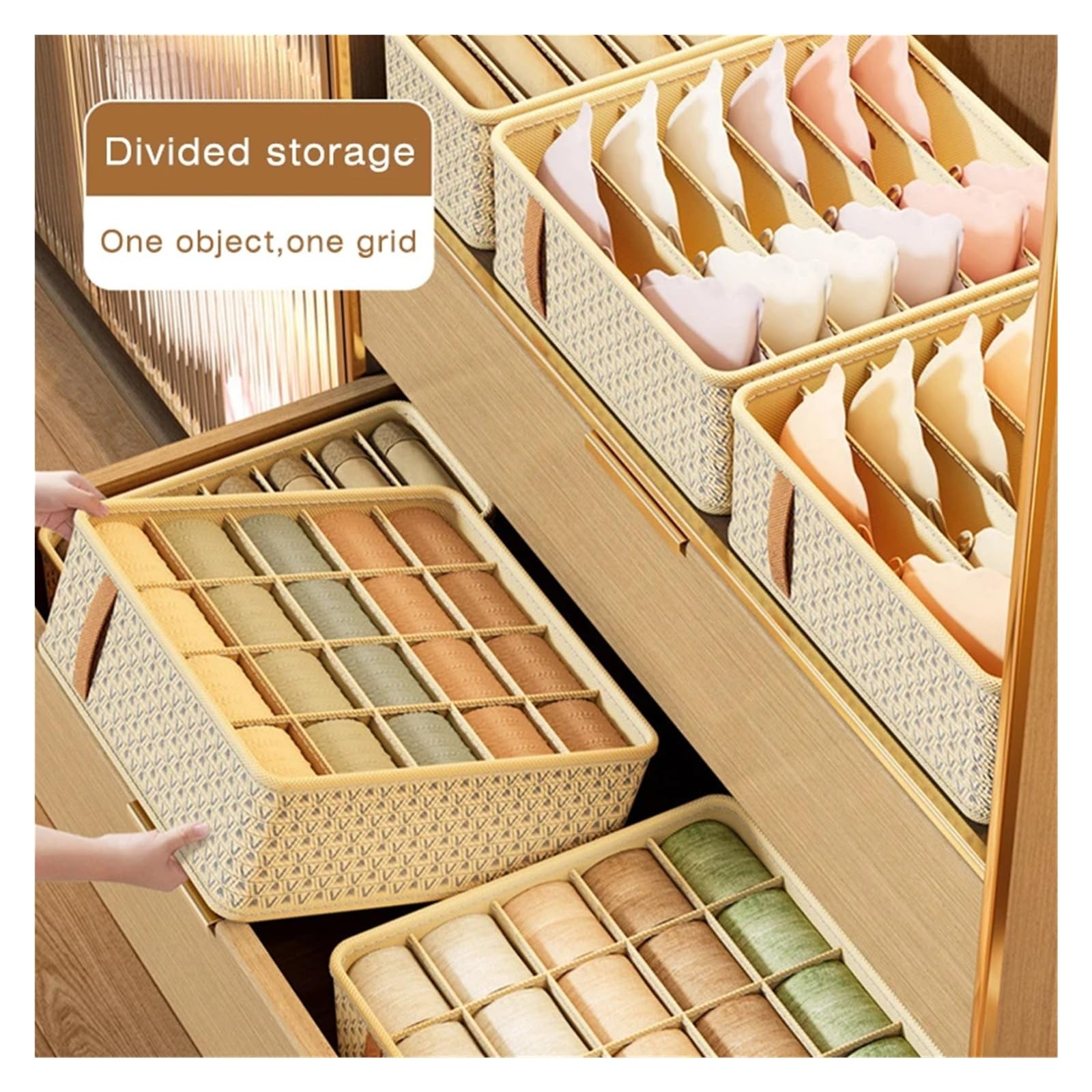 Organizzatore per cassetti della Biancheria Intima, Scatola Porta Calzini, Reggiseno, Slip, Armadio, separatore per Vestiti