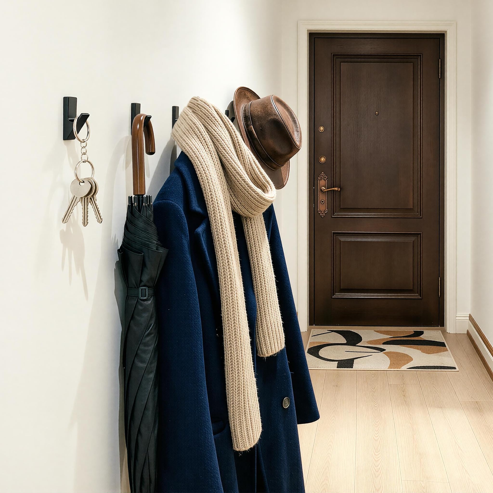 Honvin 8 Ganci Gppendiabiti, Ganci in Alluminio, Ganci da Parete da Avvitare, Ganci da Parete per Camera da Letto, Soggiorno e Bagno, Appendiabiti da Parete per Giacche, Cappelli, Asciugamani e Borse