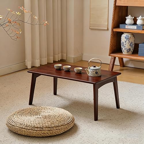 Mesa de piso japonesa no requiere montaje, mesa de café plegable de bambú de nogal para dormitorio, 26 x 15.8 x 11.8 pulgadas, muebles de mesa baja