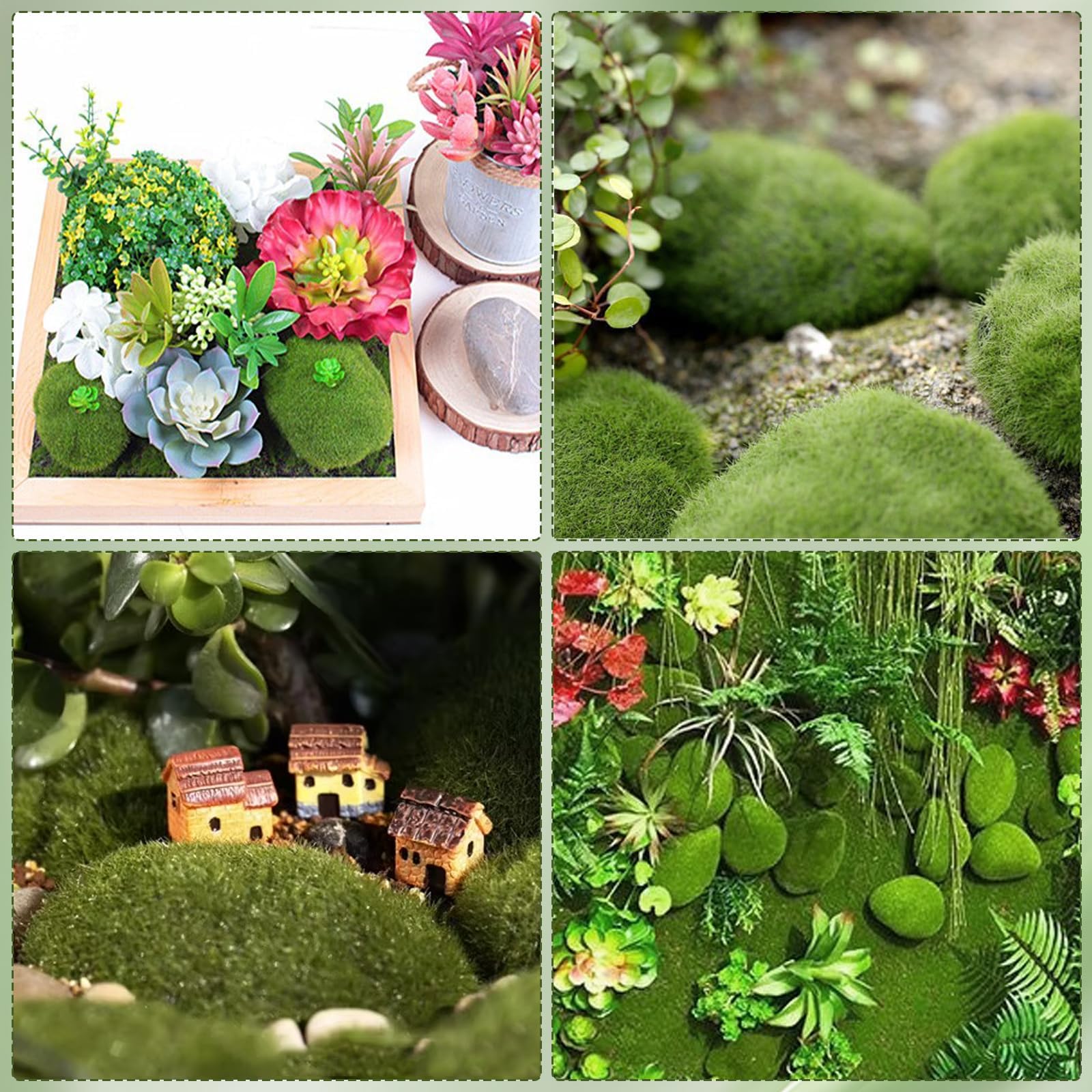 Künstliche Moossteine, 3 Größen, grünes Moos, dekorative künstliche Mooskugeln für Gartendekoration, künstliche Moosdekoration für Pflanzen, kleine Pflanzen, 30 Stück