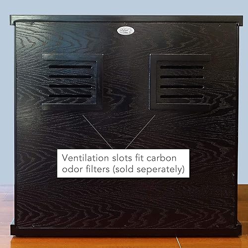 Miniatura 4 de THE REFINED FELINE Gabinete de caja de arena para gatos cabaña espresso negro niveladores ajustables grande muebles de arena oculta con cajón