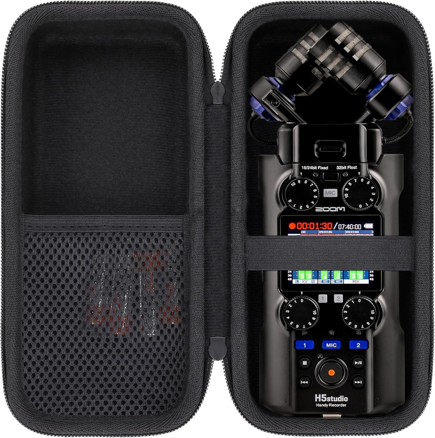 co2CREA Hard Travel Case for Zoom H6studio/H5studio/H6essential Portable Studio Handy Recorder, Shockproof Protective Storage Bag with Handle and Mesh Pocket