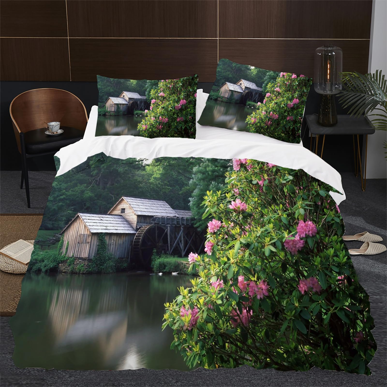 Parure de lit 2 personnes haut de gamme avec housse de couette 220x240 vert foncé