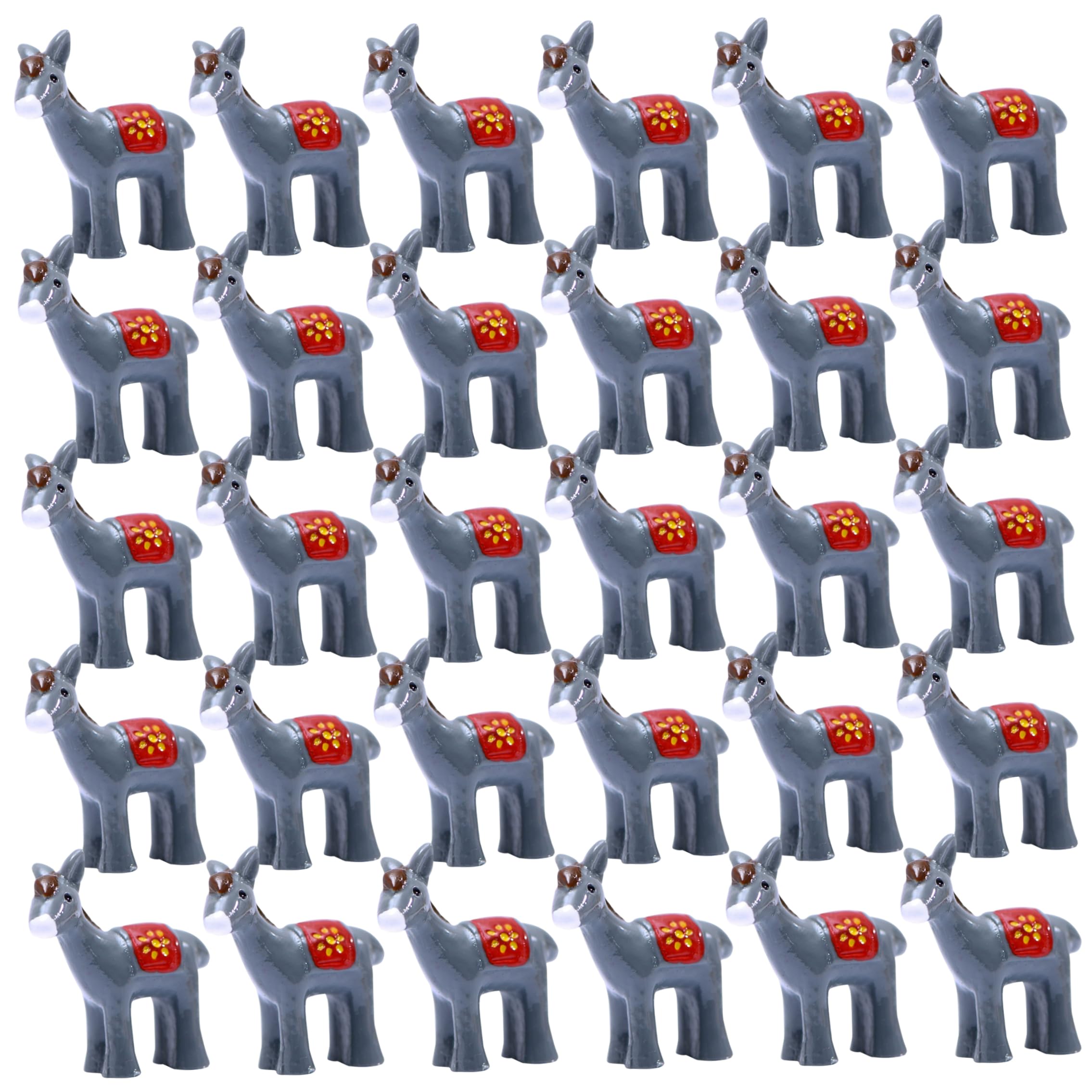 Ginwrek resin figures Resin Figures, 30pcs Miniature Donkey Figurines Cute Animal For Fairy Gardens, Aquariums & Succulent, Gray & Red, 1.18inch