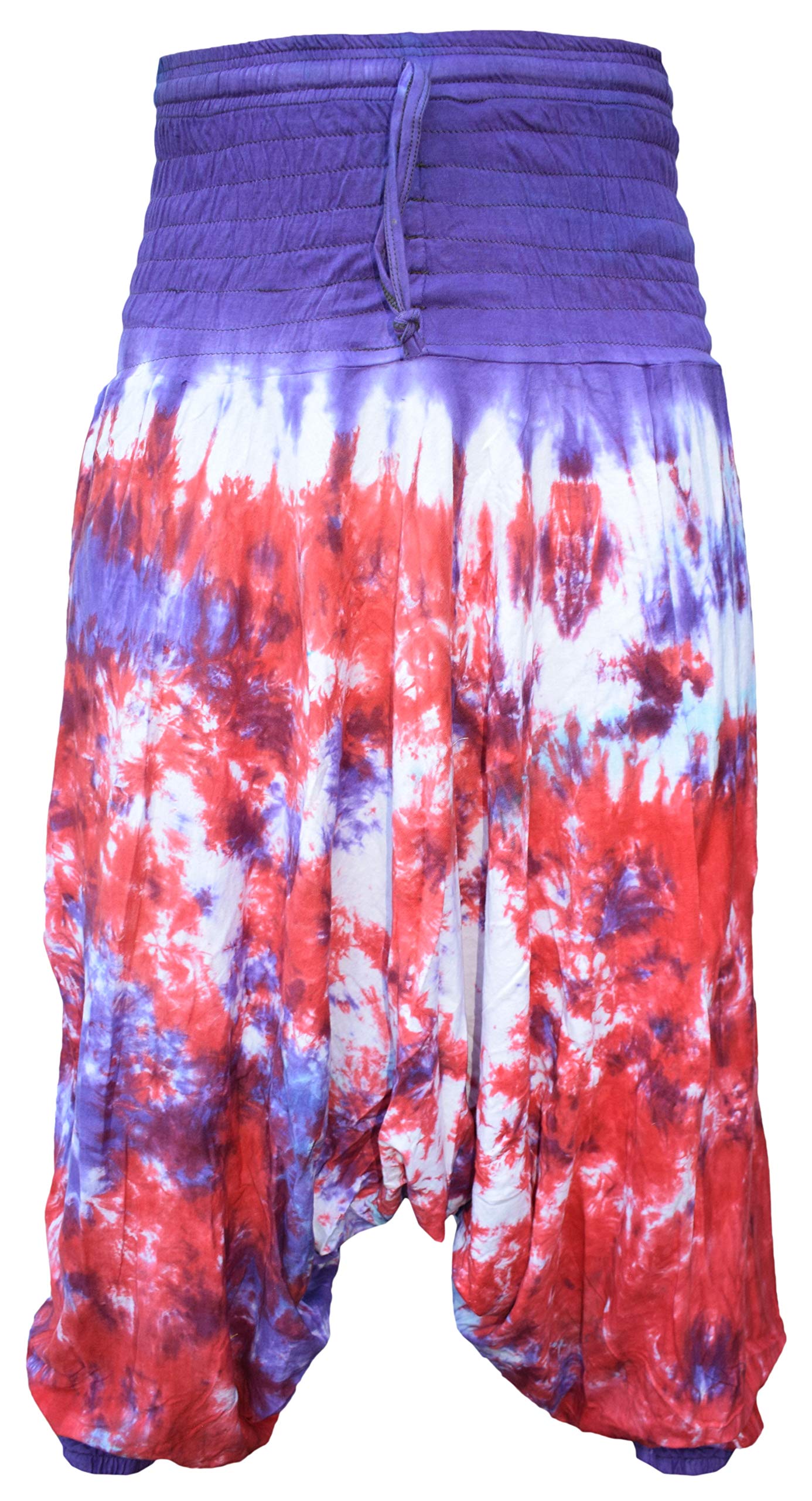 Gheri Womens Tie Dye Cotton Harem Pants Purple Red Marble