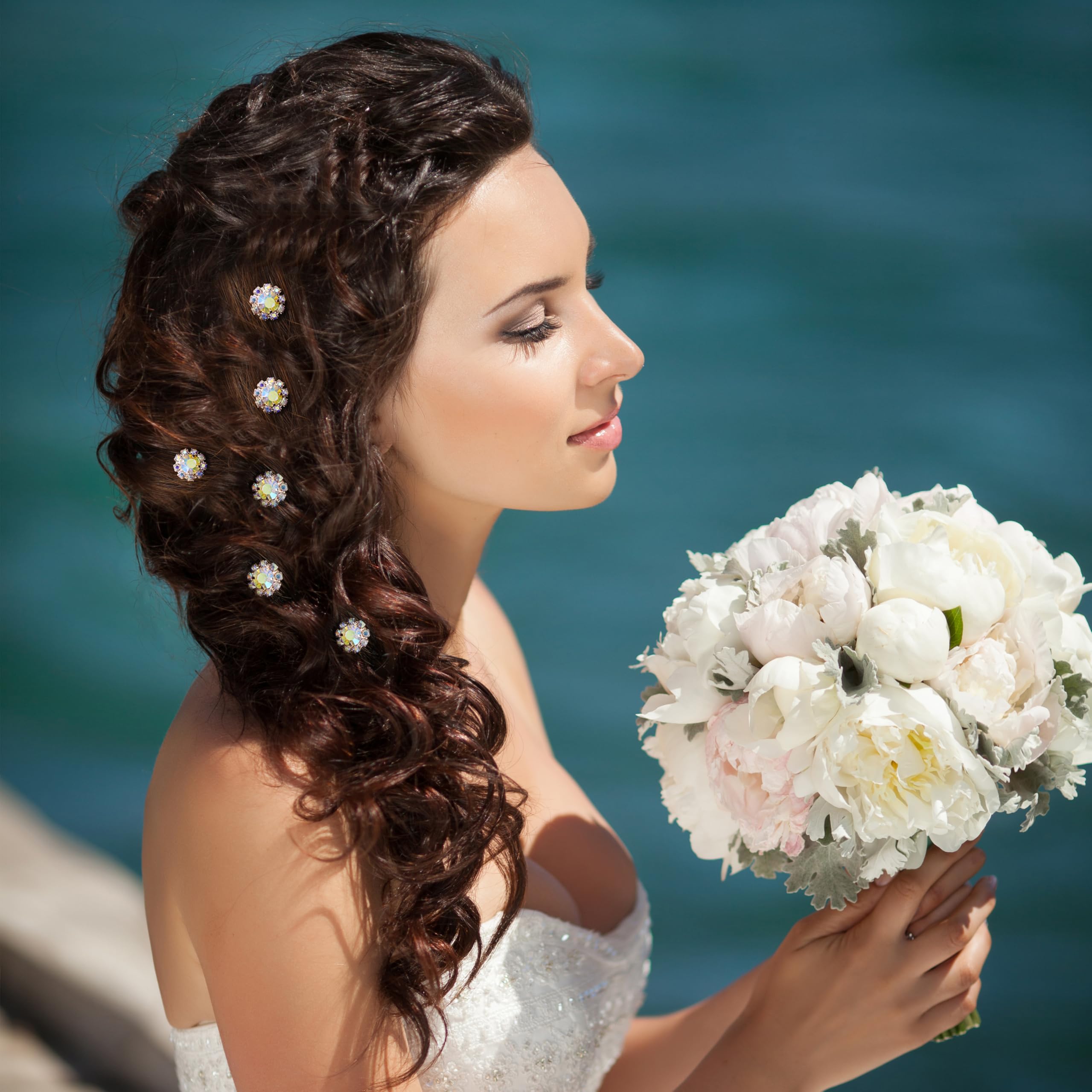 Amazon.com : Ammei Crystal Bridal Hair Pins Clips Wedding Hair Accessories  Hair Set Jewelry With Rhinestone For Brides and Bridesmaids Set Of 12 (AB Rose  Gold) : Beauty & Personal Care